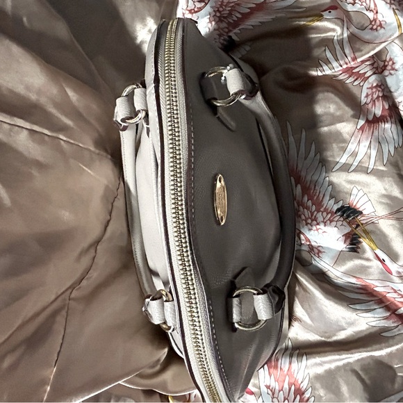 Coach Cora Domed Satchel Purse Leather Tote F34491 Grey Birch Chalk Bicolor - Picture 1 of 10